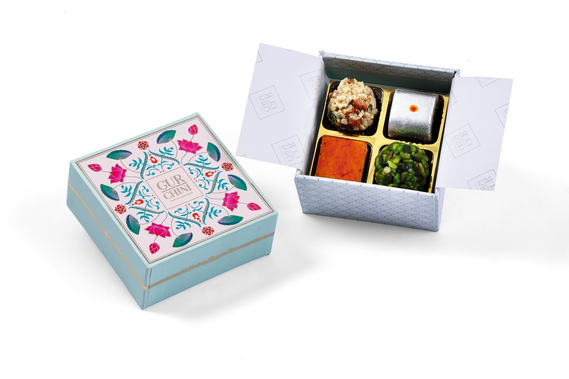 Luxury box of 4 -  Filled with finest and the purest gurchini mithai