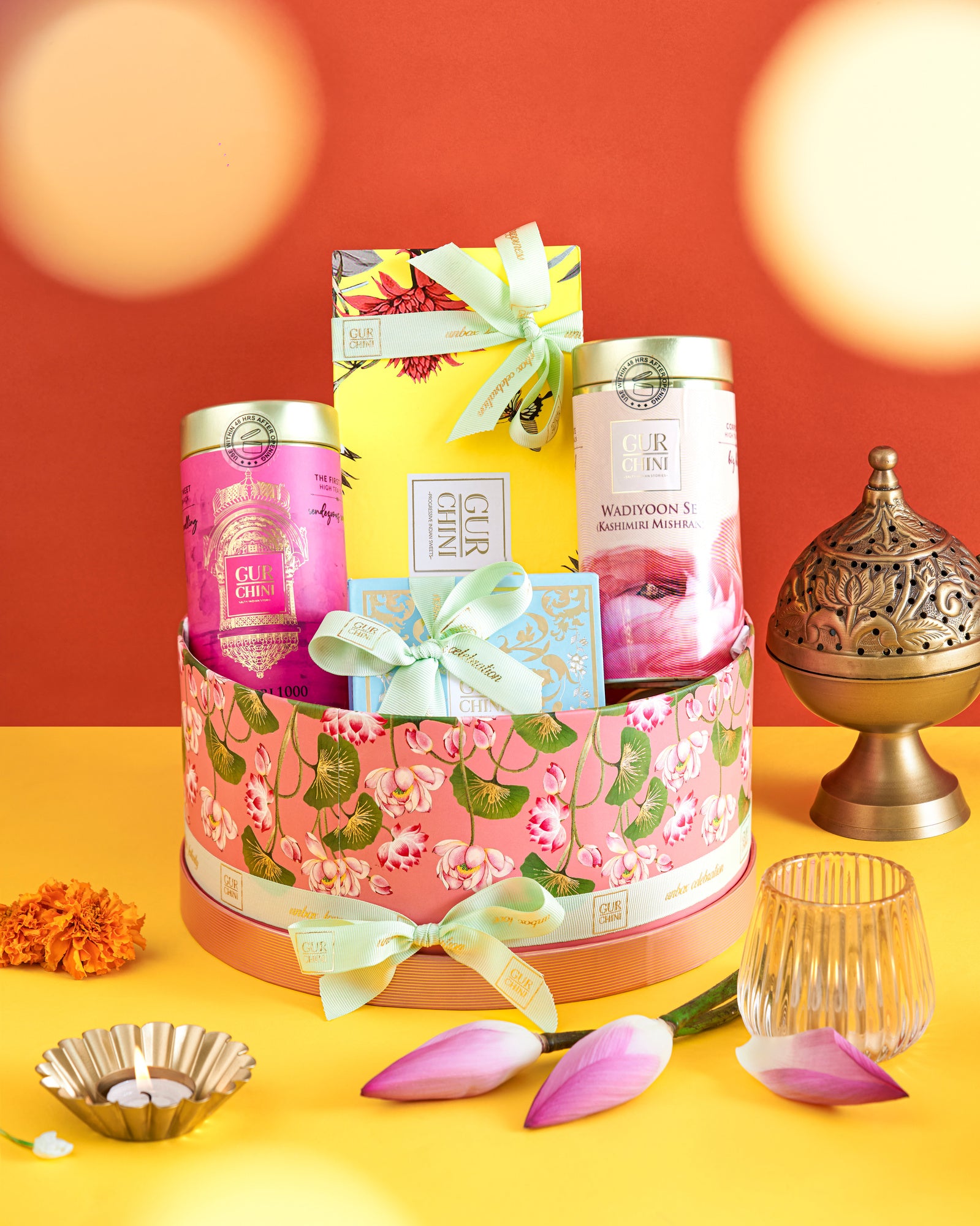 Diwali Special Luxury Round Pink Lotus Hamper