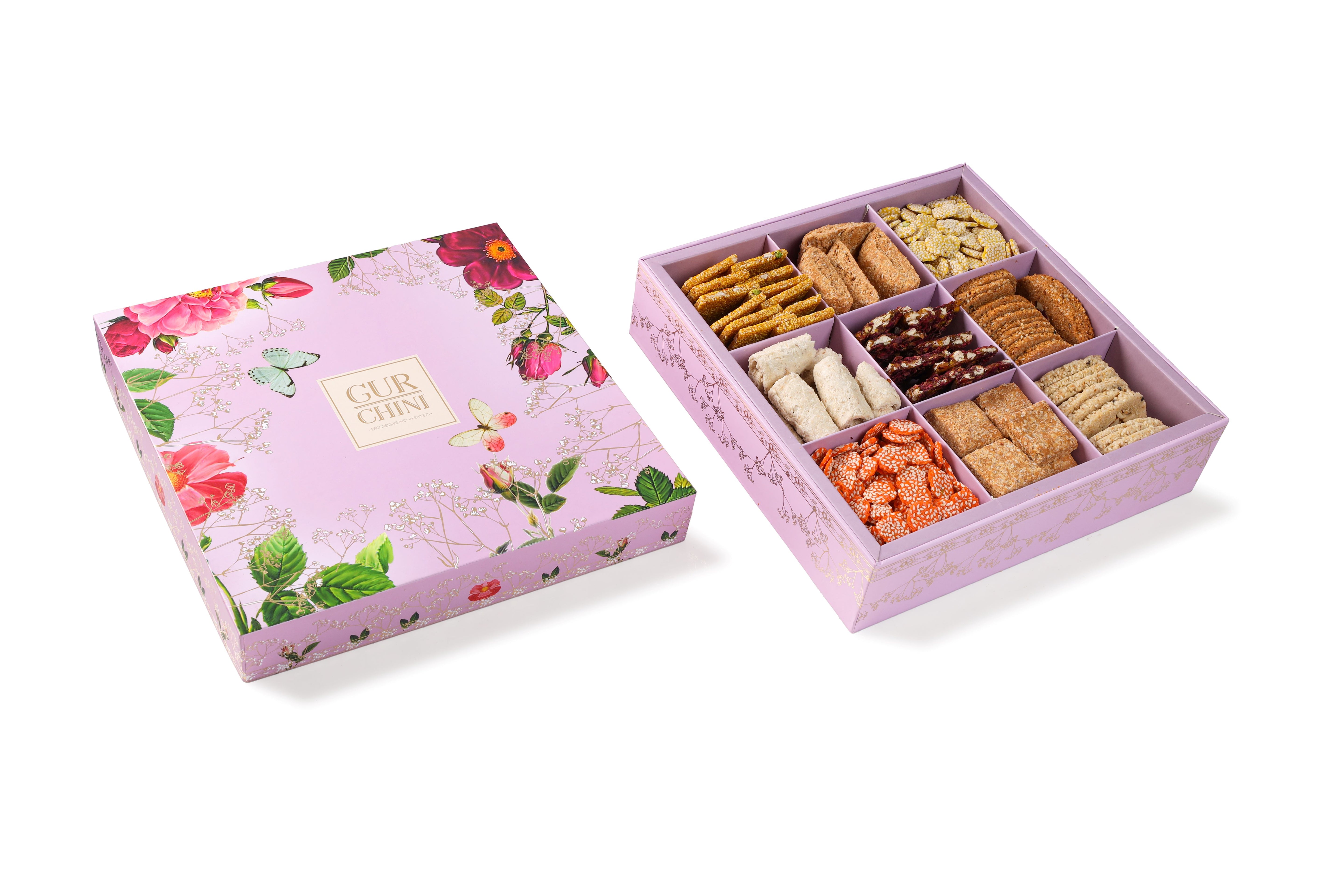 A Pink Flower Box of Assorted Rewdi & Gajak