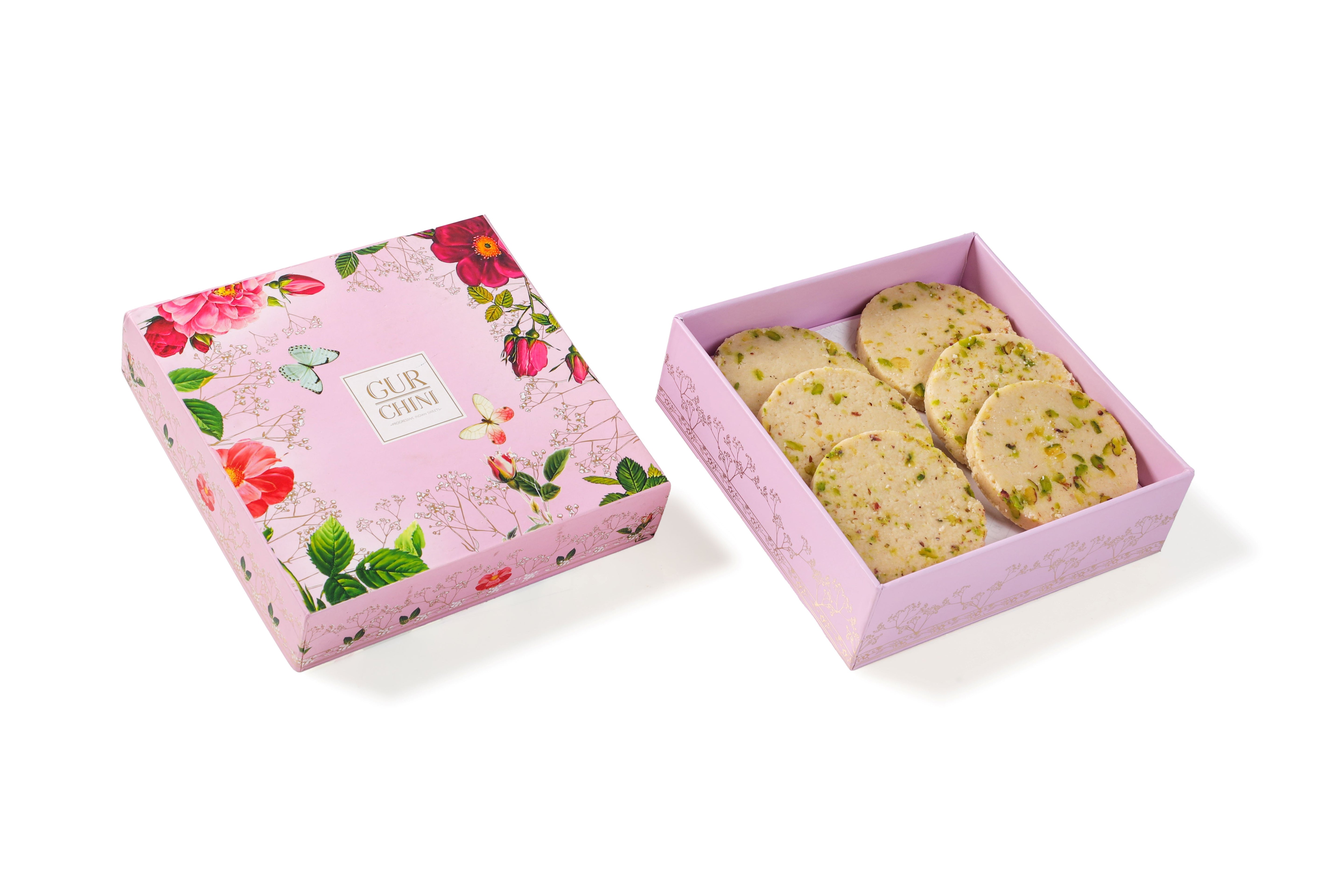 A Pink Flower Box of Pista Mewa Gajak 6 nos