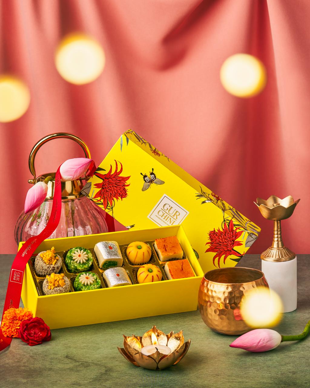 Diwali Special Luxury Box of  Happiness” filled with Choice of 10 Assorted Sweets,