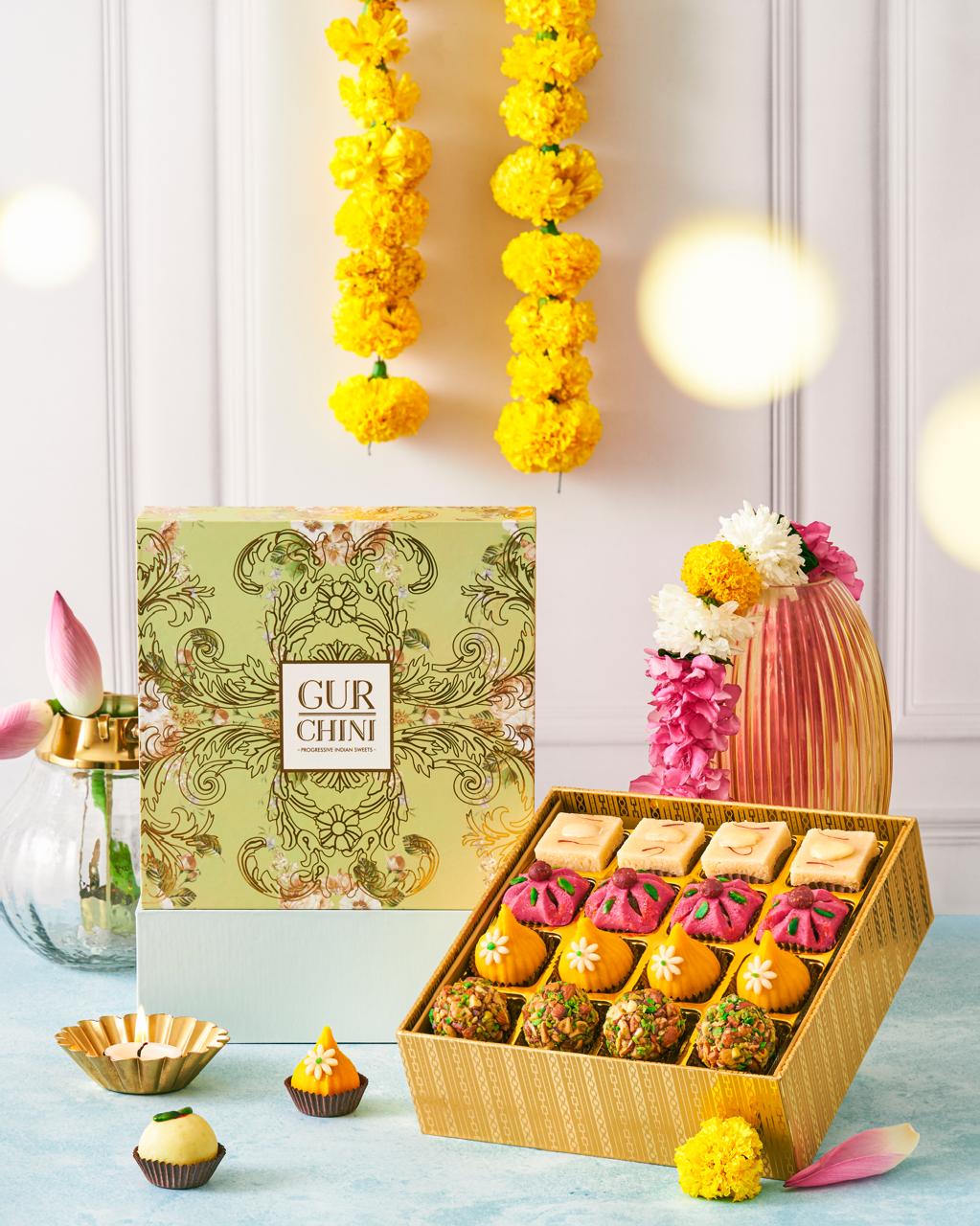 Diwali Special Luxury Box of Assorted 16 Pcs Sweets.