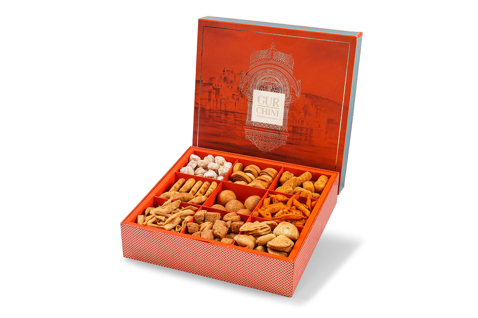 Luxury Orange Jharokha  9 Coloum Bhaji Box.