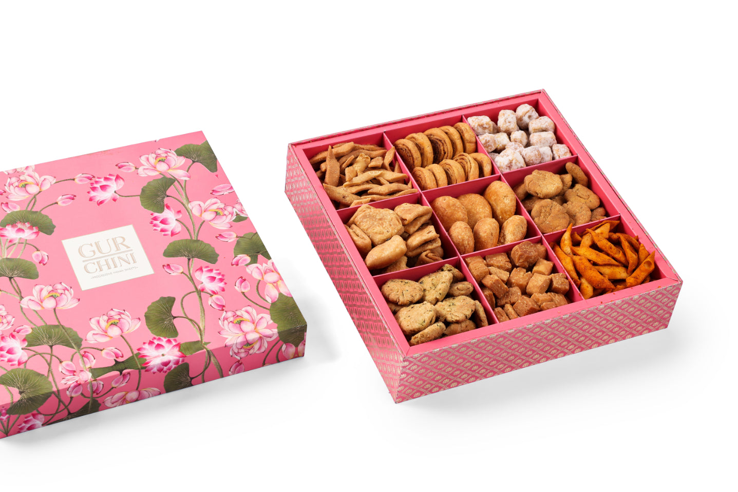 Luxury Pink Lotus  9 Coloum Bhaji Box