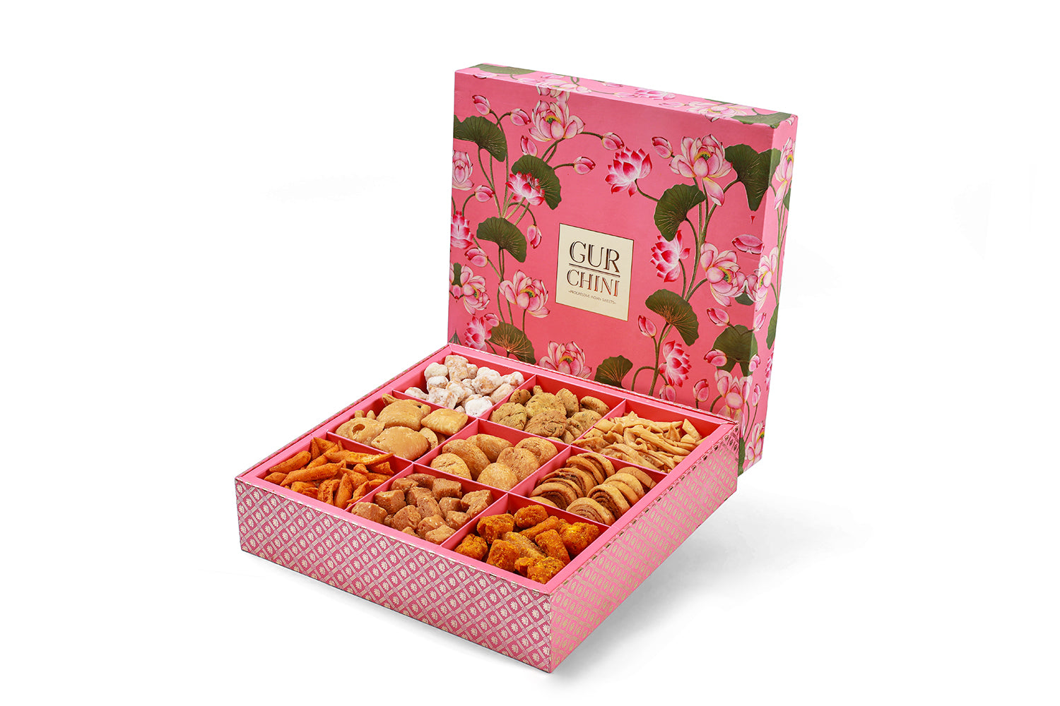 Luxury Pink Lotus  9 Coloum Bhaji Box.